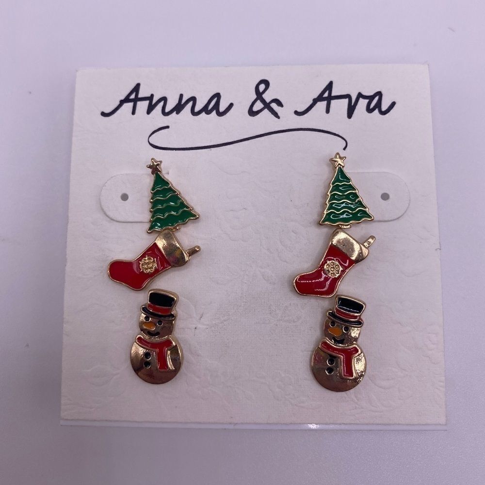 4/$20 Anna & Ava Set of Christmas Earrings